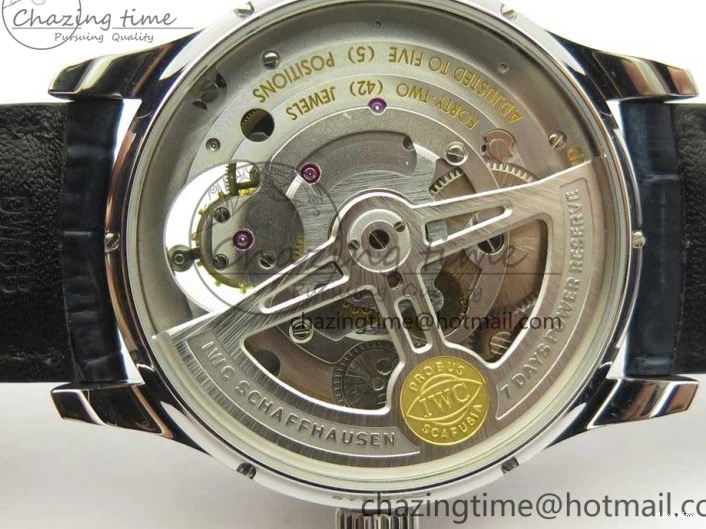 MIROTIME 0207 Portuguese Tourbillon IW5046 SS ZF Best Edition White Dial Blue Markers on Blue Leather Strap Fashionable 7149